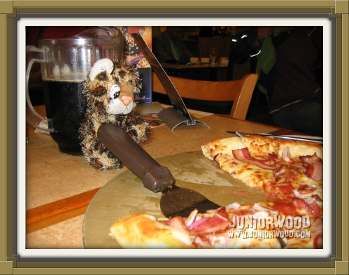 Junior serving pizza