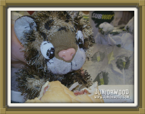 Junior eating a sub at subway